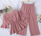 Poly Crepe Solid Clothing Set foor Girls, Gold 
