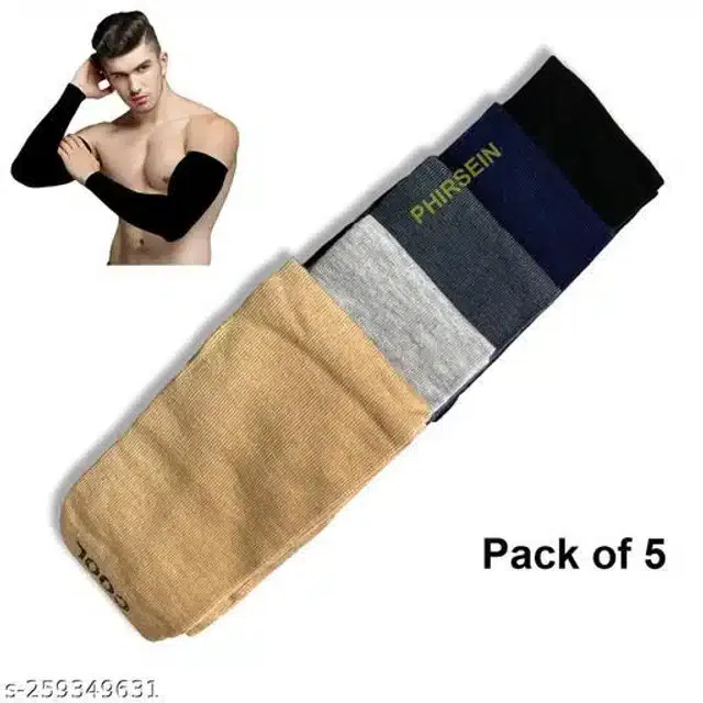 Arm Sleeves for Men & Women (Multicolor, Set of 5)