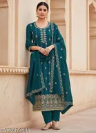 Vichitra Silk Punjabi/All Over Suits Semi-Stitched Suits 