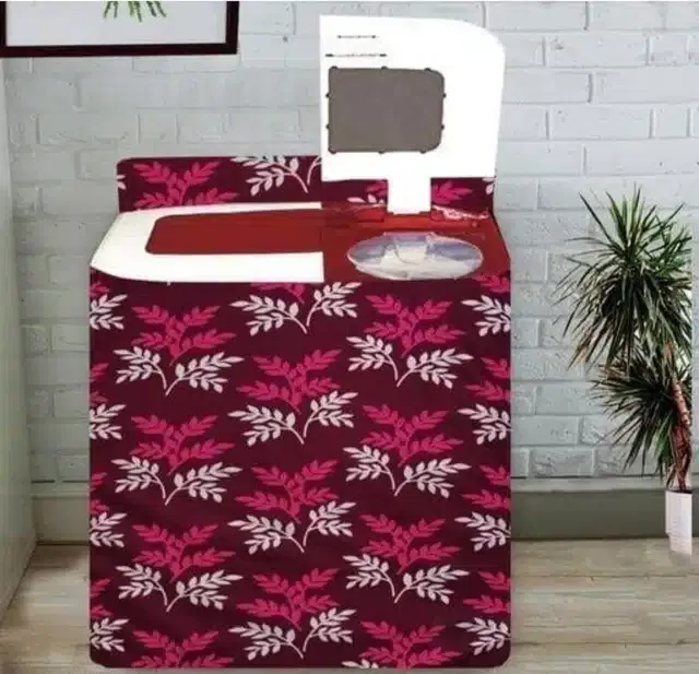 Knit Printed Semi Automatic Washing Machine Cover (Multicolor)
