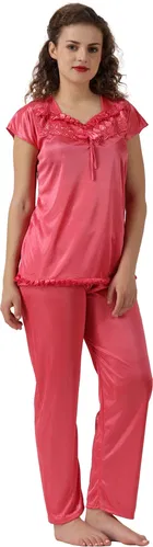 Satin Solid Nightsuit Set for Women 