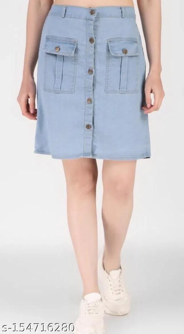 Denim Skirt for Women (Blue, 28)