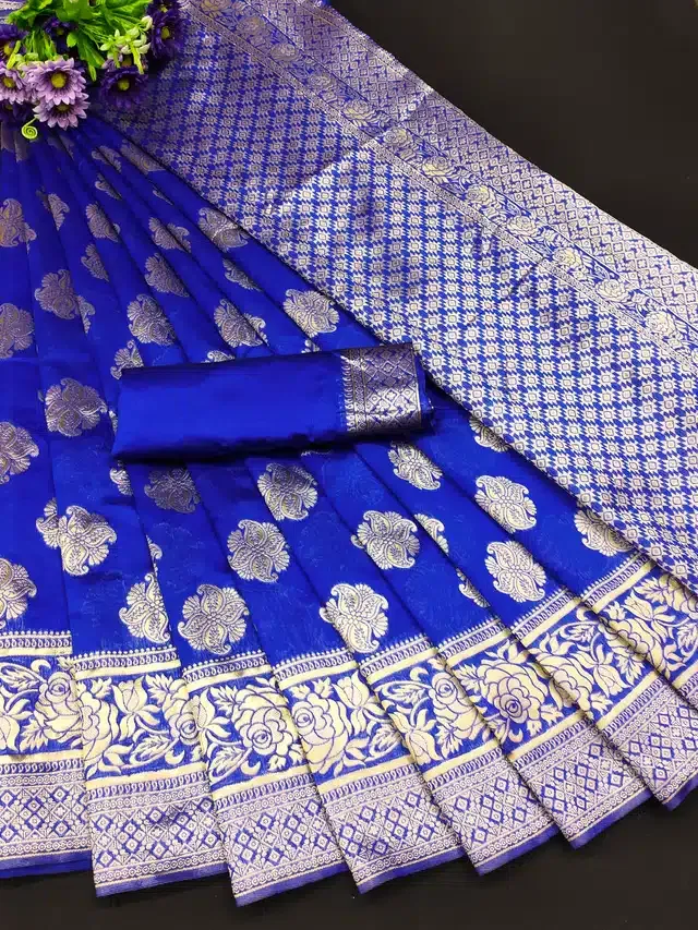 Jacquard Saree for Women (Blue, 6.3 m)