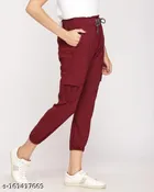 Cotton Blend Solid Joggers for Girls (Maroon, 12-13 Years)