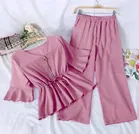Poly Crepe Solid Clothing Set foor Girls, Pink 