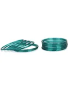 Glass Bangle Set for Women (Teal, 2.2) (Pack of 12)