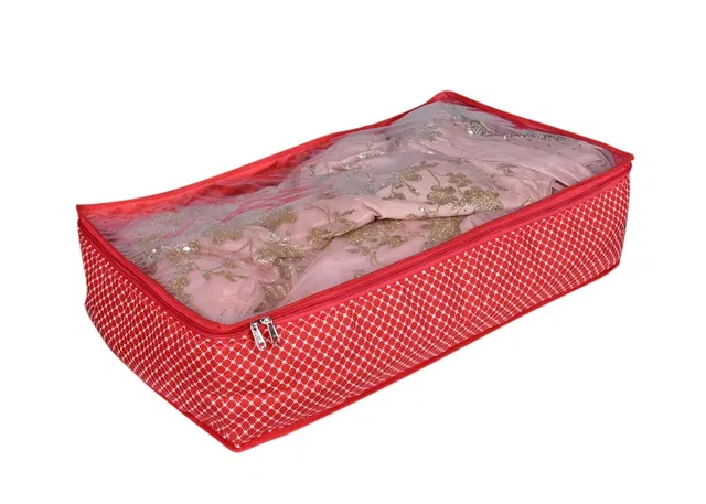 Cotton Zip Closure Saree Covers (Red)