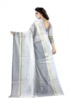 Polycotton Striped Saree for Women 
