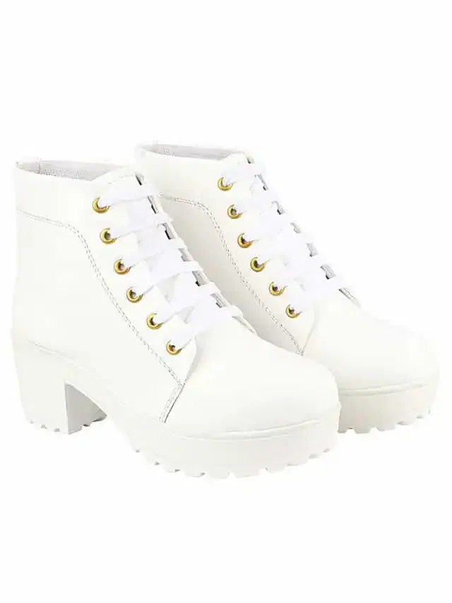 Shoetopia Stylish Smart Casual Boots For Women (White, 5) (Sh-31)