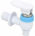Plastic Short Body Bib Cock Tap with Wall Flange (White, Set of 1)