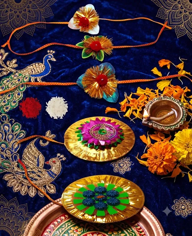 Fabric Rakhi, Pack of 5 (Multicolor, Free)