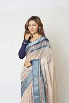 Cotton Linen Printed Saree for Women 