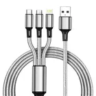 Multi Pin Mobile Data Cable, Latest 3 in 1 Cable Fast,Rapid, Super Charging Cable for Micro USB, i Phone & Type C Devices(1 Pack Of Data Cable )Color Assorted