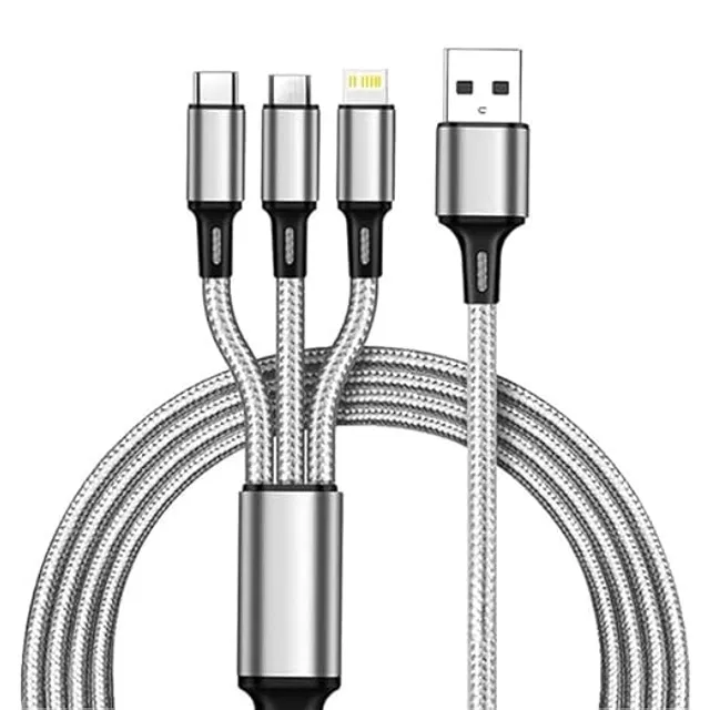 3 in 1 Charging Cable (Assorted) for Micro USB, i Phone & Type C Devices