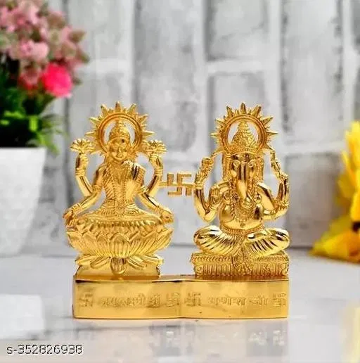 Lakshmi Ganesha Statue (Yellow)