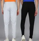 Cotton Blend Sports Pant for Men, Black & Grey 