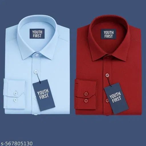 Polycotton Solid Shirts for Men, Multicolor (XL)