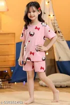 Cotton Blend Night Suit for Girls 