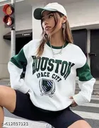 Fleece Sweatshirt for Women, White 