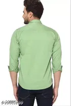 Cotton Blend Solid Shirts for Men, Green 