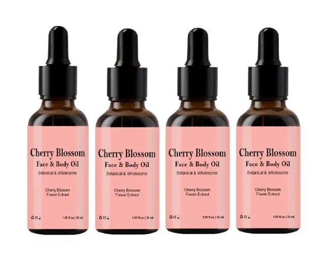 Cherry Blossom Face & Body Oil for Men & Women (30 ml, Pack of 4)
