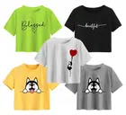 Cotton Printed Crop Tops for Girls (Multicolor, 10-11 Years) (Pack of 5)