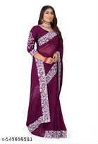 Georgette Embellished Saree For Women, Purple