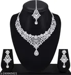 Alloy Necklace with Earrings & Maangtika for Women 