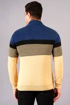 Full Sleeves Sweater For Men, Blue & Yellow 