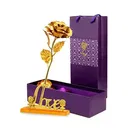 24K Gold Plated Artificial Rose Flower with Love Stand 