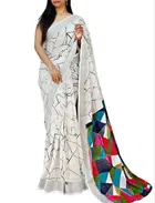 Cotton Linen Printed Saree for Women 