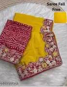 Chinnon Saree for Women, Yellow 