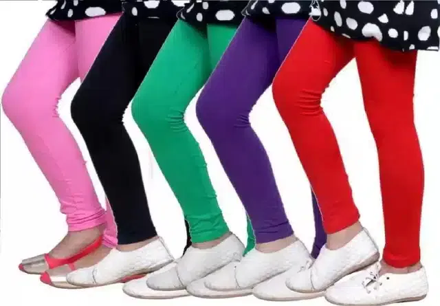 Solid Leggings Combo for Girls (Pack of 5) (Multicolor, 11-12 Years)