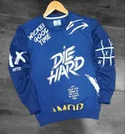 Fleece Printed Round Neck Sweatshirt for Men 