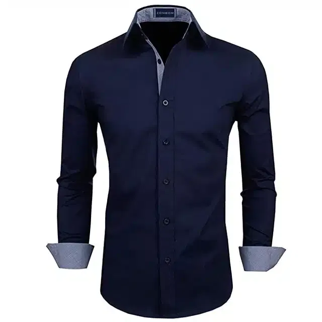Casual Shirt for Men (Navy Blue, L)