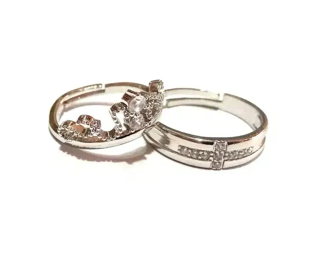 Designer Rings for Women (Silver, Pack of 2)