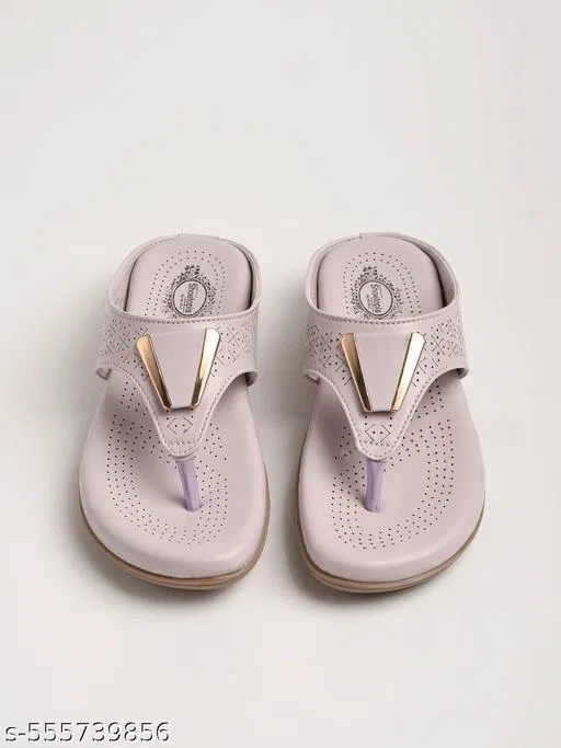 Solid Synthetic Flat Girls Sandals (Purple, 5)