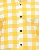 Cotton Blend Checked Shirt for Men, Yellow 