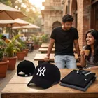 NY Black Cotton Cap for Men - Pack of 2