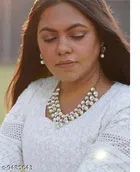 Elegant Alloy Necklace Set for Women & Girls, White