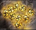 10 LEDs 2. 5 m Golden Metal Swaztik String Yellow LED Light (Pack of 1)