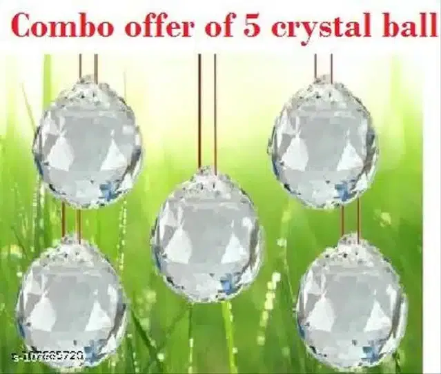 Crystal Ball Wall Hanging (Silver, Pack of 5)