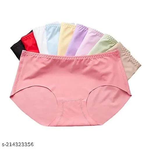 Seamless Silk Lingerie Set for Women, Pack of 4 (Pink, M)