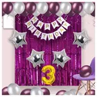 3rd Happy Birthday Balloon Decoration Kit, Magenta, Set of 1