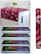 Knit Printed Fridge 4 Pcs Mat with Handle & Top Cover 