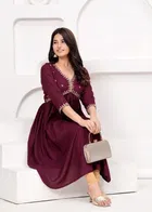 Women Embellished Viscose Rayon Anarkali Kurta 