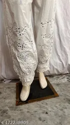 Cotton Solid Salwar for Women, White 