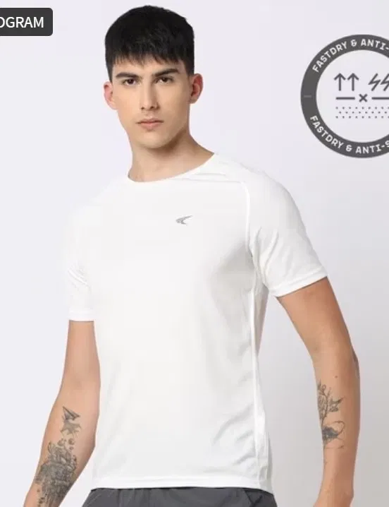 Round Neck Solid T-Shirt for Men (White, L)