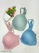 Cotton Solid Bra for Women & Girls, Multicolour, Pack of 3 