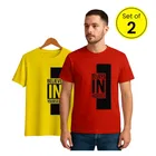 Round Neck T-Shirt for Men, Pack of 2 (Red & Yellow, XL)